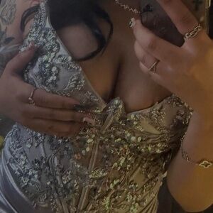 Elegant Silver Embellished Dress